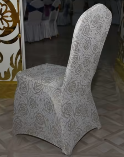 Wedding chair cover in white with gold flowers pattern
